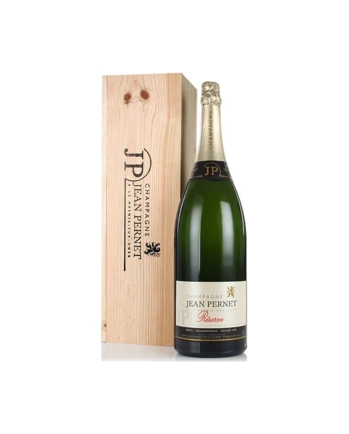 CHAMPAGNE JEAN PERNET RESERVE CHARDONNAY BRUT GRAND CRU| ML. 3000 Jeroboam| Cassa Cassa Legno
