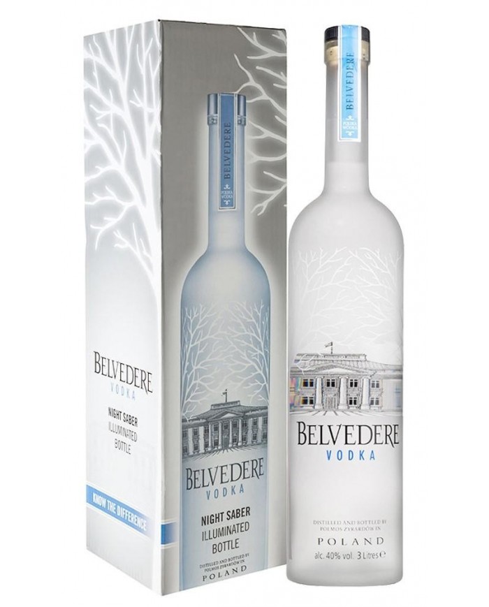 WODKA BELVEDERE NIGHT SABER ILLUMINATED BOTTLE| ML. 3000 Jeroboam| Astucciata